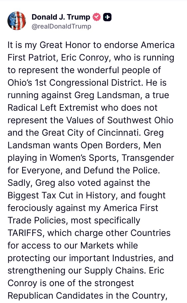 MsEmilyMoreno's tweet photo. Trump-endorsed @theeric42 is the guy for OH-1! 🇺🇸 Early voting is underway NOW. https://t.co/Lt7vWUgFji