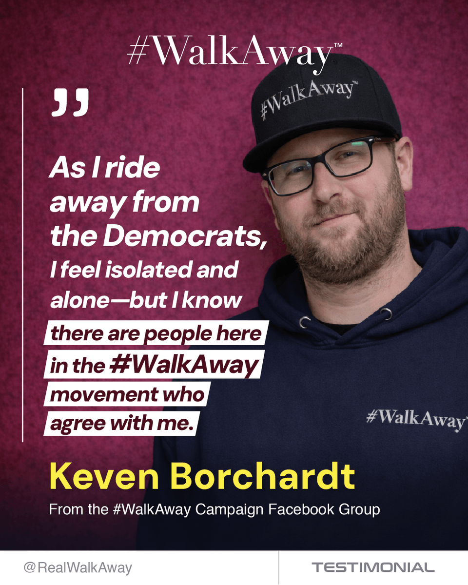 RealWalkAway's tweet image. Walking away can feel isolating.

Keven says leaving the Democrats made him feel alone at first — until he found others in #WalkAway who share the same views and understand where he’s coming from.

Have you ever felt alone in your views before finding your people?

#WalkAway