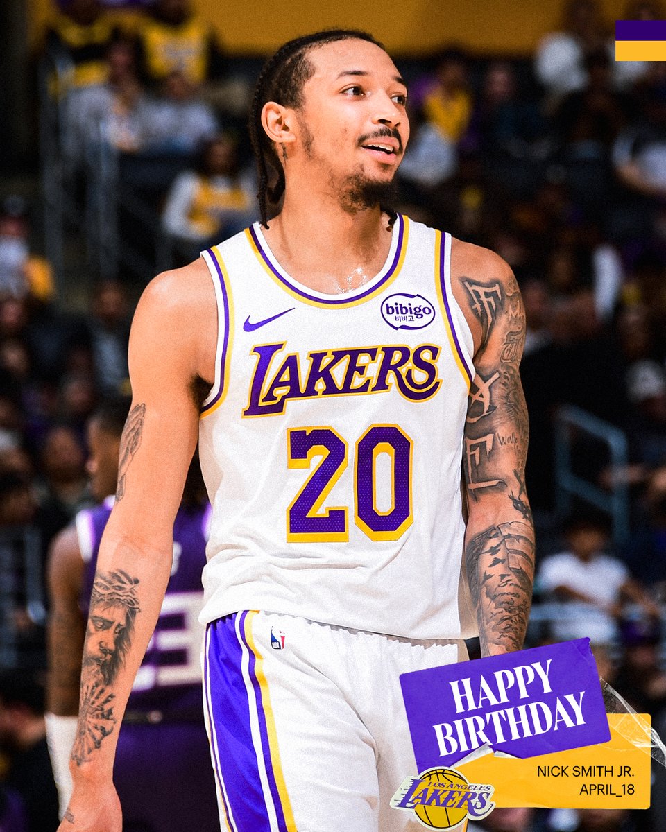 Lakers's tweet photo. Happy Birthday, Nick! https://t.co/l1gyTfcEY1