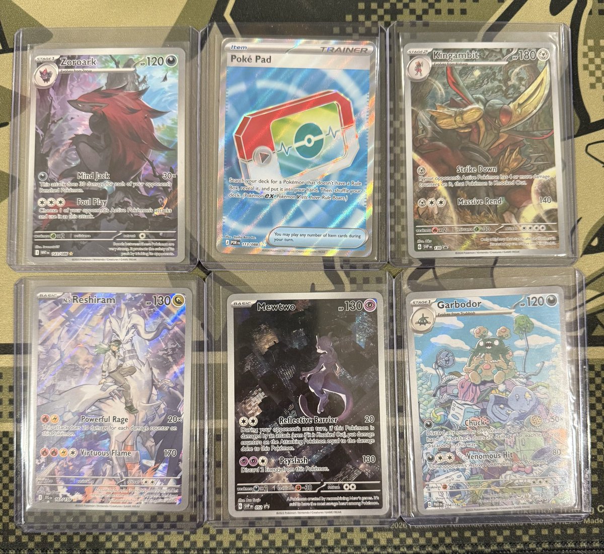 🚨🚨SINGLES FOR SALE🚨🚨

All cards are NM

RTs are appreciated!

Zoroark - 48
Poke Pad - 22
Kingambit - 4
Reshiram - 16
Mewtwo - 50
Garbador - 16

PWE - $1 (buyers risk)
BMWT - $6

<a href="/BUYSELLTRADETCG/">BUY/SELL/TRADE TCG</a> 
<a href="/TattooedBST/">TattooedBST</a> 
<a href="/CardboardBanger/">💥 Cardboard Bangerz 💥</a>