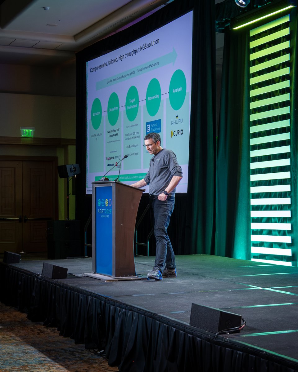 agbt's tweet image. BRONZE SPONSOR TALK 1: Paul Doran, Director of Business Development at Twist Bioscience shared recent innovations in genotyping at #AGBTAg26.

Thank you to Twist Bioscience for supporting the 2026 AGBT Agricultural Meeting as a Bronze Sponsor. 

#genotyping #genomics