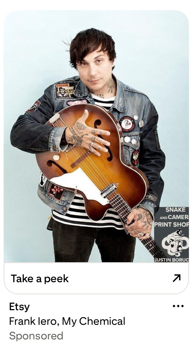 thislonestar's tweet photo. are you fucking kidding they’re selling frank iero on etsy https://t.co/DHf5G6UUgN
