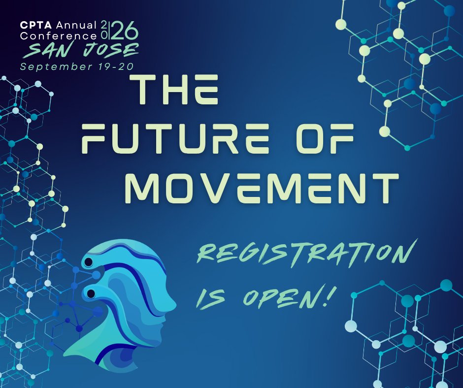 The Future of Movement! 🌐💡 Join us September 19-20 at the 🏙️ DoubleTree by Hilton in San Jose for CPTA Annual Conference! Attendee and Exhibitor Registration is Open! #cptaconference
🔗ccapta.org/CPTAAnnualConf…