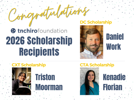 TN_Chiro's tweet photo. The TCA and TNChiroFoundation are pleased to announce the recipients of the 2026 Scholarships! 
Daniel Work, DC scholarship; Triston Moorman, CXT scholarship and Kenadie Florian, CTA scholarship.  Join us in congratulating them! 👏   #poweredbychiropractic https://t.co/m7lCPpdMi4 https://t.co/UE8y42DP3N