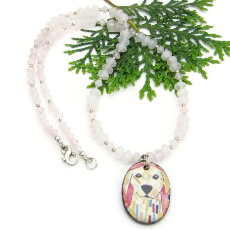 ShadowDogDesign's tweet image. New! Whimsical artisan ceramic #dog pendant #necklace w/ natural rose quartz gemstones!   via @ShadowDogDesign #MothersDay #DogLover #ShopSmall #DogNecklace      bit.ly/LoyaltySD