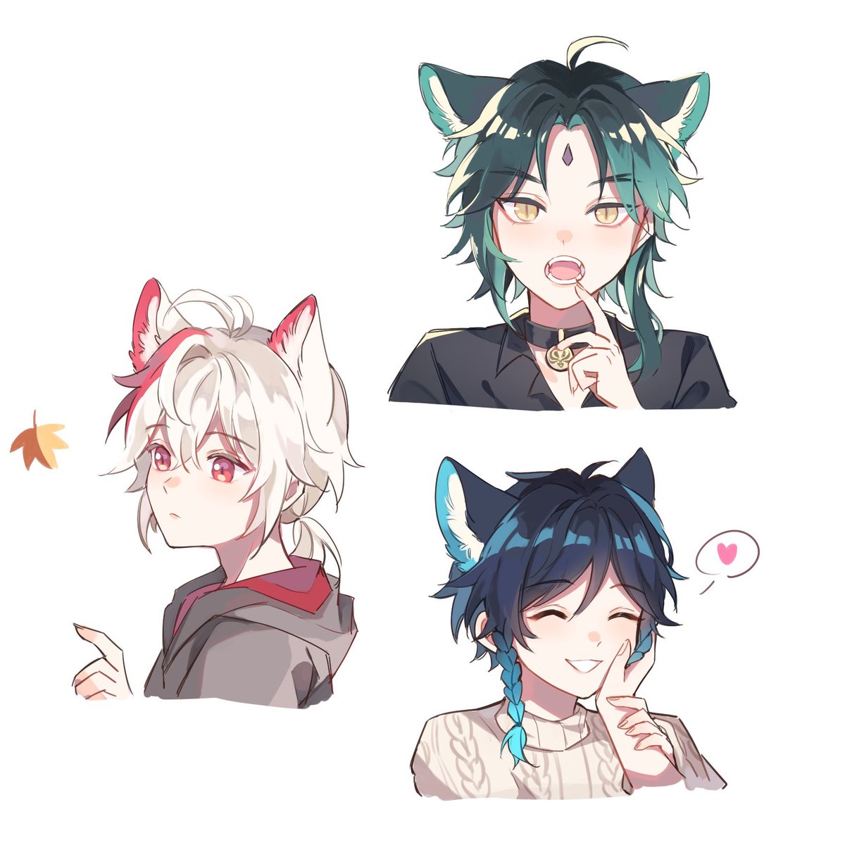 FemboyArtworks's tweet image. Anemo Catboys