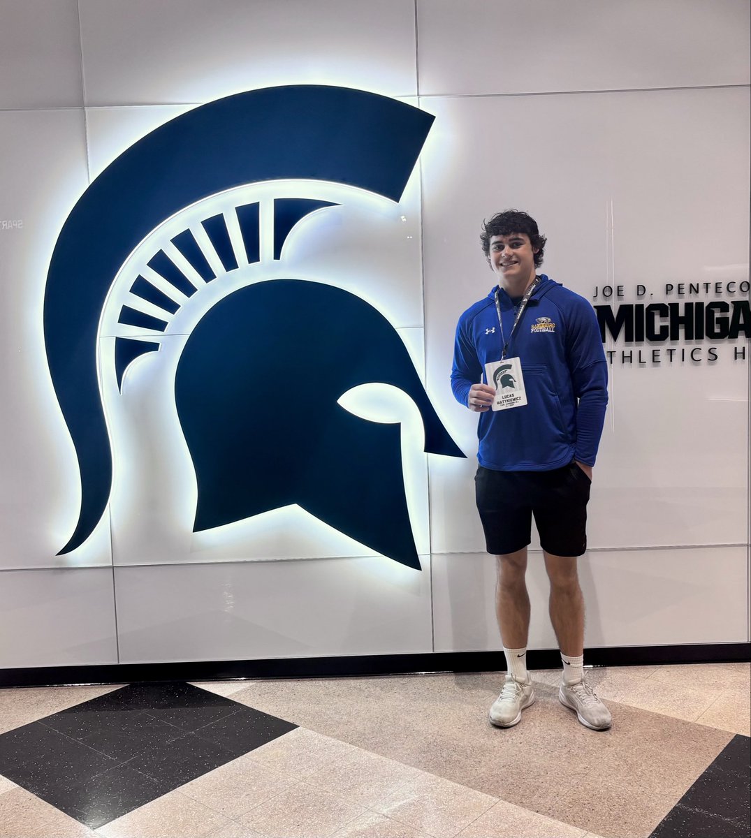 I had a great time visiting <a href="/MSU_Football/">Michigan State Football</a> today! I enjoyed meeting coaches and learning more about the program. Thank you for the invite!

<a href="/coachfitz51/">Pat Fitzgerald</a> <a href="/LeVarWoods/">LeVar Woods</a> <a href="/CoachLail/">Jacob Lail</a> <a href="/FBCoachSheridan/">Nick Sheridan</a> <a href="/CoachHawk_5/">Courtney Hawkins</a> <a href="/CoachWozniakTE/">Brian Wozniak</a> <a href="/MalikGill5/">Malik Gill</a> <a href="/MSUFBRecruiting/">Spartan Recruiting</a> <a href="/EDGYTIM/">Timothy “EDGYTIM” OHalloran</a> <a href="/PrepRedzoneIL/">Prep Redzone Illinois</a>