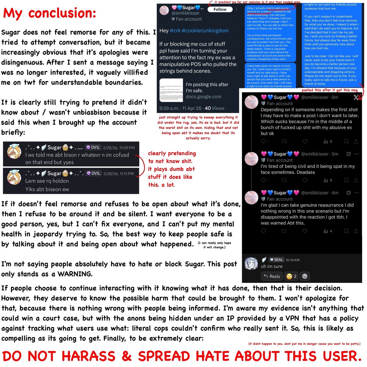 8_archivist's tweet photo. conclusion .

as sprinkle states , pls do not harass this user . this post is being made to spread awareness , not to encourage hate . https://t.co/yarkcnwhai