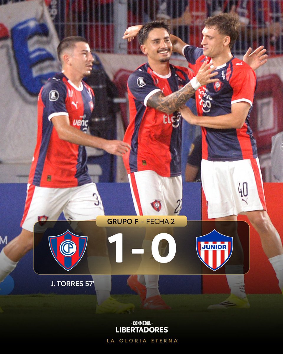 marceloburgosf's tweet image. 🏆 #Libertadores: #CerroPorteño 🇵🇾 venció 1-0 a #Junior 🇨🇴 y se acomodó en la tabla ⚽️✅