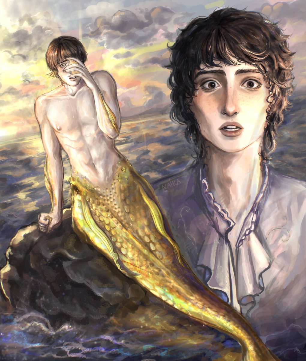 natkapaint's tweet image. #byler little mermaid au🧜🏼‍♂️

(There’re some sketches⬇️)