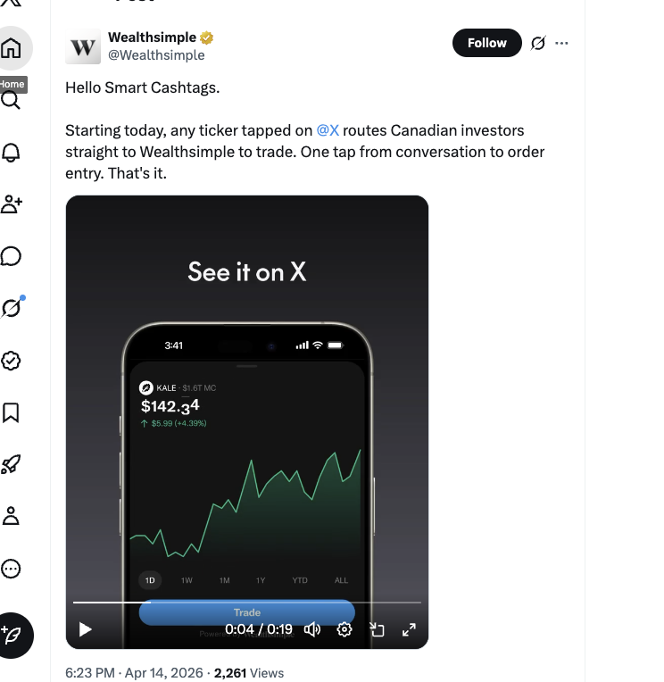 0xcookit's tweet photo. X just dropped one of its biggest updates to date - tickers on every post/search that you can click and trade. And yes it's also crypto and yes if your memecoin's ticker is the most engaged on X it will show the memecoin and the CA first.

And just now Nikita and @Wealthsimple  gave us a made up company to start shilling as a ticker on X... and we can make it into a reality with a memecoin👀

$KALE 

They even gave us a target of 1.6 Trillion.

Join the community and start posting $KALE on the timeline!!

CA: Kn9MbmVhTyTdADAHCo6WS5WqyK32cwbSo9WggzYmMoy