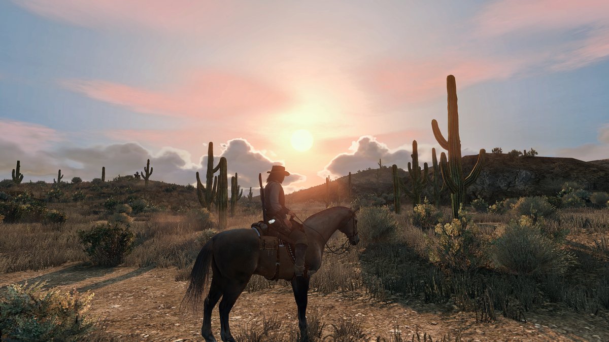 TheAncientGame4's tweet image. Sundown in Cholla Springs..  🔥 #XboxShare
John Marston pauses along the trail to watch the sun melt into the desert landscape. In the distance, a rattlesnake shakes it's tail..
Red Dead Redemption, Xbox Series X!
🎮⚔️💚 #RedDeadRedemption #XboxSeriesX #VPGamers #VPWorld