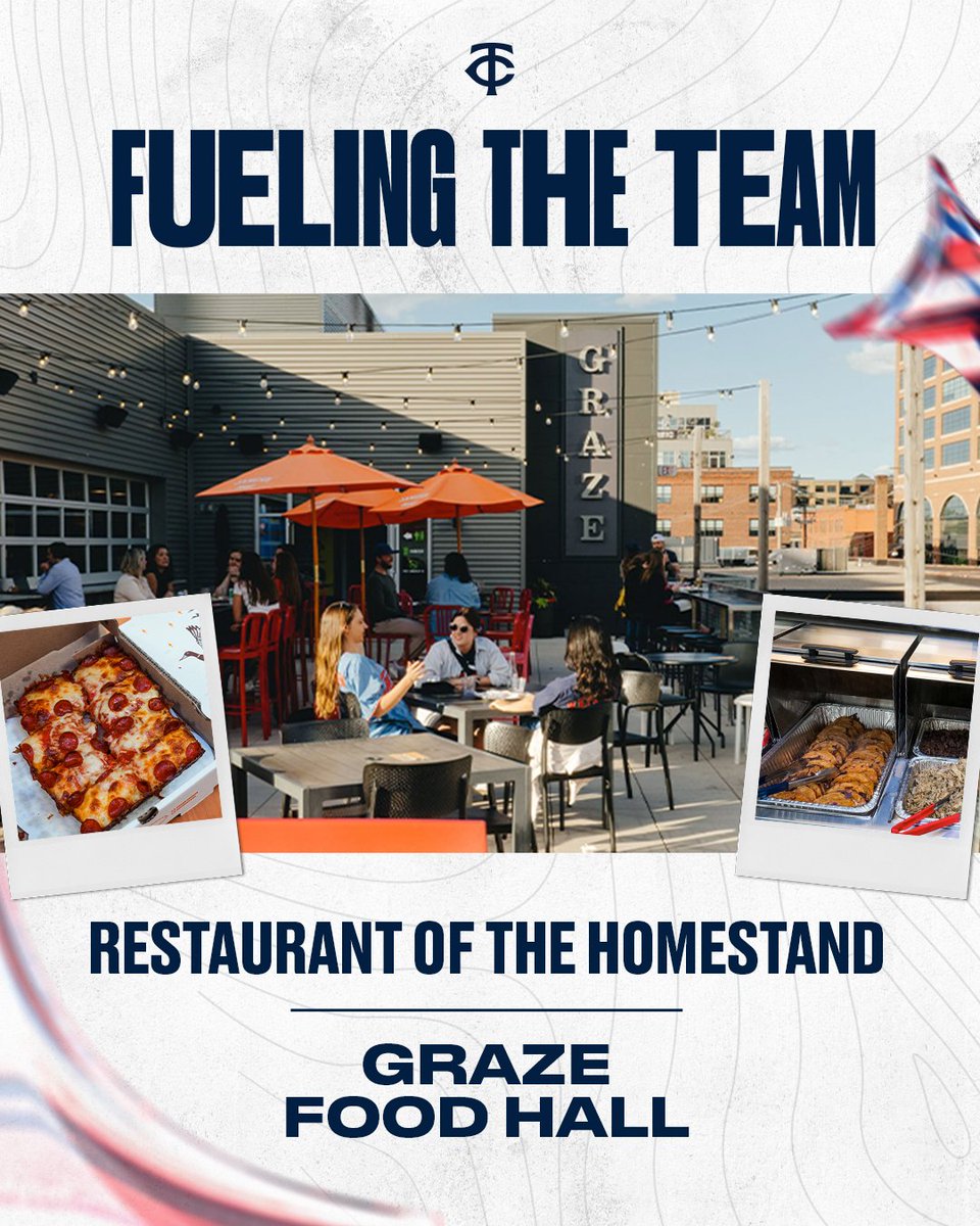 Twins's tweet photo. Being a Minnesotan means being a good neighbor! We're proud to work with and feature local restaurants that help fuel our team!

This homestand we are featuring Graze Food Hall!

Learn more about how you can help local restaurants at https://t.co/eb9gFY7or5 https://t.co/qDMqzZOZzF