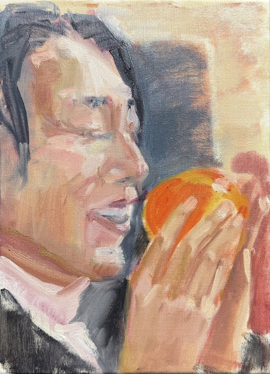 4月4日(土)〜4月25日(土〕
西川勝と《a portrait》 light 
そしてmasaruライブラリー（宮澤賢治）

加藤なりこさまの《a portrait》加筆しました

横顔でまだ描きやすかったのか
絵の具のノリは悪くなかったように思う
EARTHに持っていくと
ドラゴンボールですか？
神龍呼ばなきゃ

喫茶EARTH