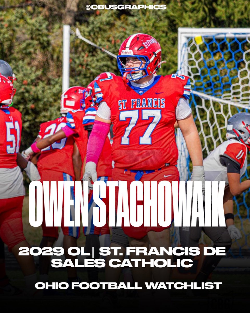 Cbusgraphicss's tweet image. Owen Stachowiak putting in real work in the trenches for St. Francis DeSales Catholic (Toledo). Physical, consistent, and setting the tone up front. One to watch in the 2029 class. #OhioFootball @OwenStachowiak