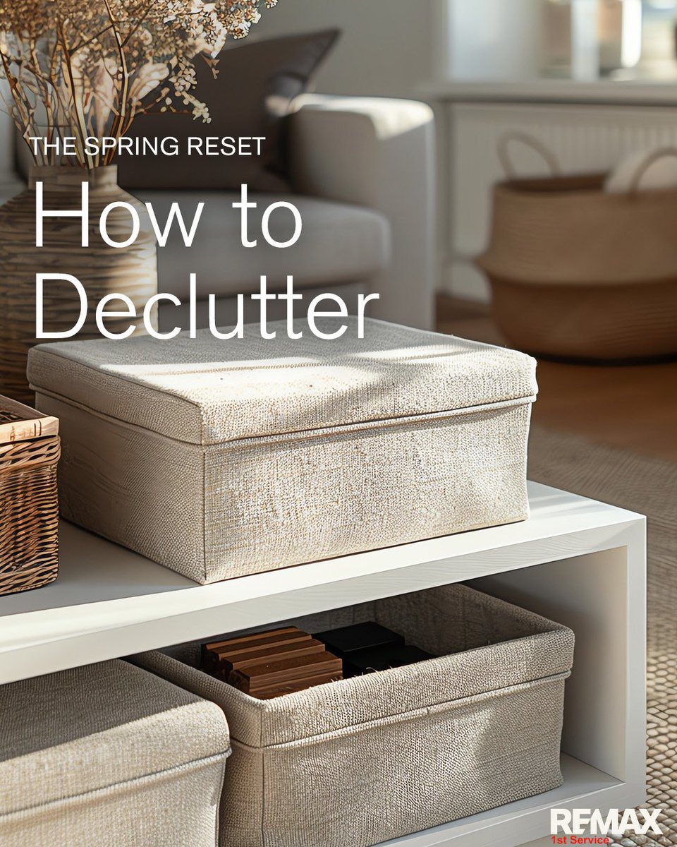 REMAX1stService's tweet image. ✨ Spring reset tip

Declutter your space
Organize smart
Create a clean, calm home
🏡 Big impact if you plan to sell
What are you tackling first?

Follow for more home inspo

#SpringCleaning #Declutter #HomeTips
