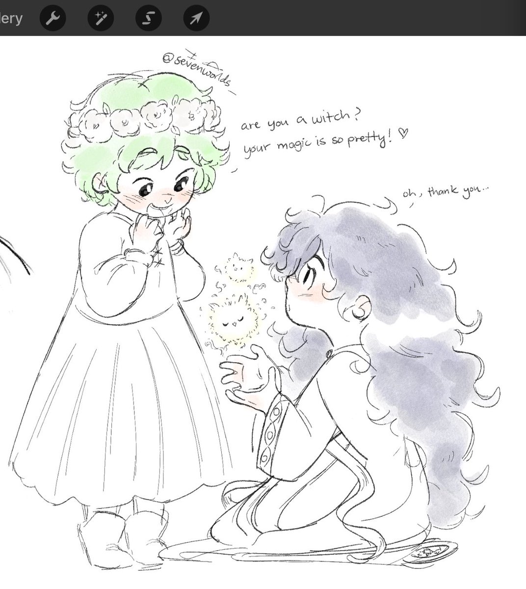 a universe in which coco met agott at the festival ☹️💖 #arkco #とんがり帽子のアトリ絵 #witchhatatelier