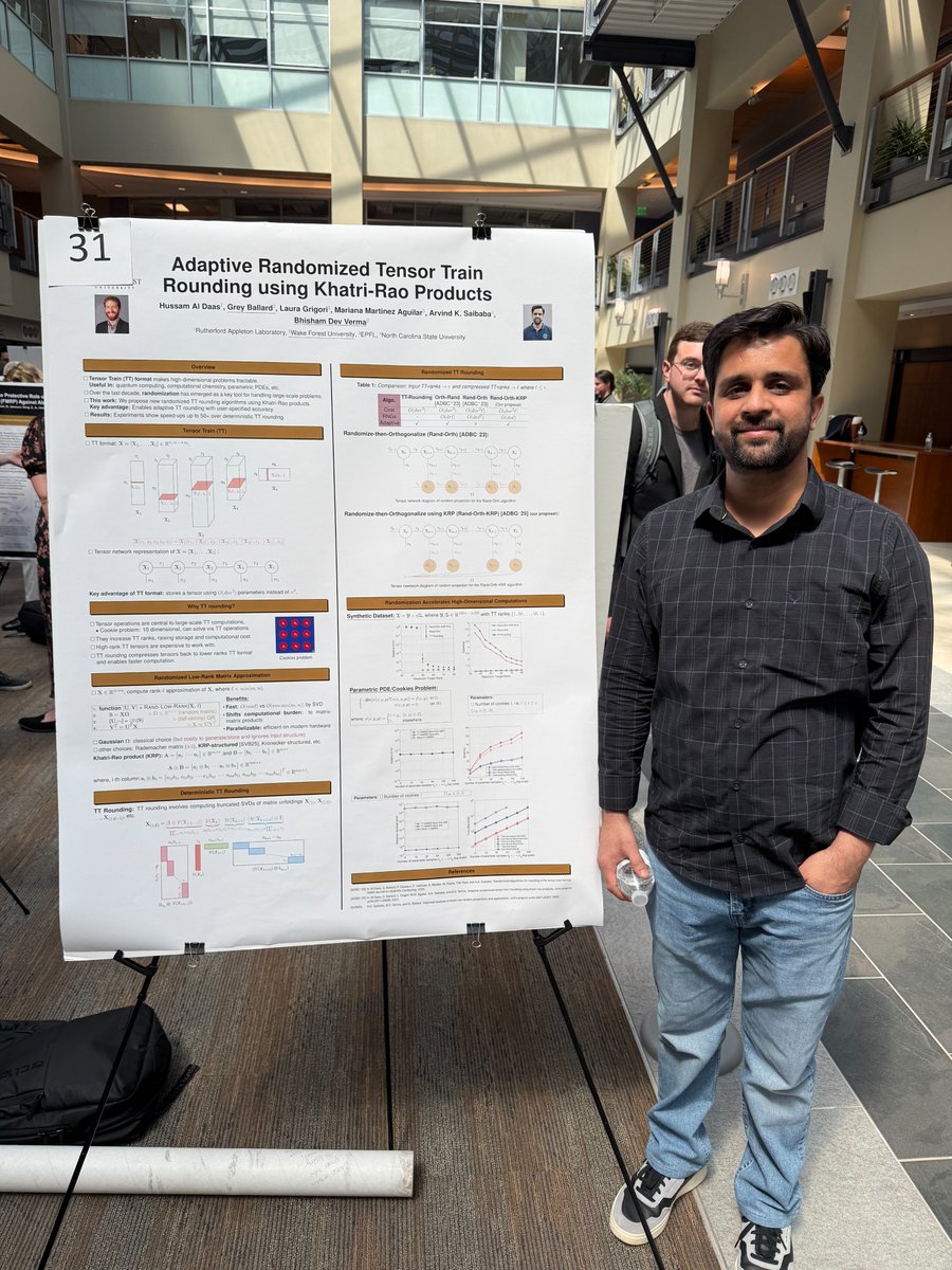 WFUCompSci's tweet photo. Shout out to our MS students DuBose, Suraj, and Postdoctoral Researcher Bhisham! They showcased their latest work and diving into a fantastic collaboration with Dr. Grey Ballard and other CS Faculty members during the WFU School of Medicine Research Day. So proud of this group! https://t.co/aPTjI0KKsB