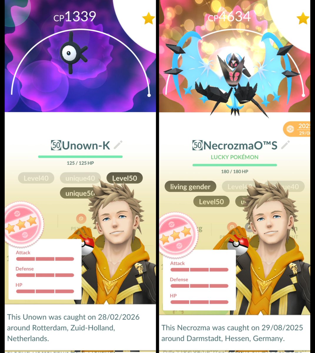 ITorgsI's tweet image. Yesterday I couldn't decide on what to max out besides the Unown. (Thanks for the K @NexusIllya)
Glad I waited, look what I got in a trade today 😍
#maxoutmonday 

Unown-K L50 ✅ 
Necrozma L50 ✅ 

Total L50: 744
Unique L50: 594