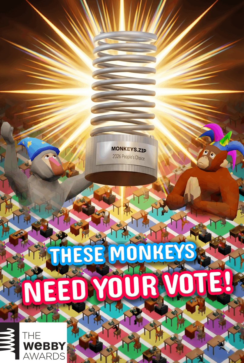 MonkeysLLC's tweet photo. Voting for @TheWebbyAwards is a close race! https://t.co/9YmC1epd5F still needs your vote to secure the coveted People's Choice award! Vote here while you still can:

https://t.co/qGusdVDQwd https://t.co/20xgdN5bKc