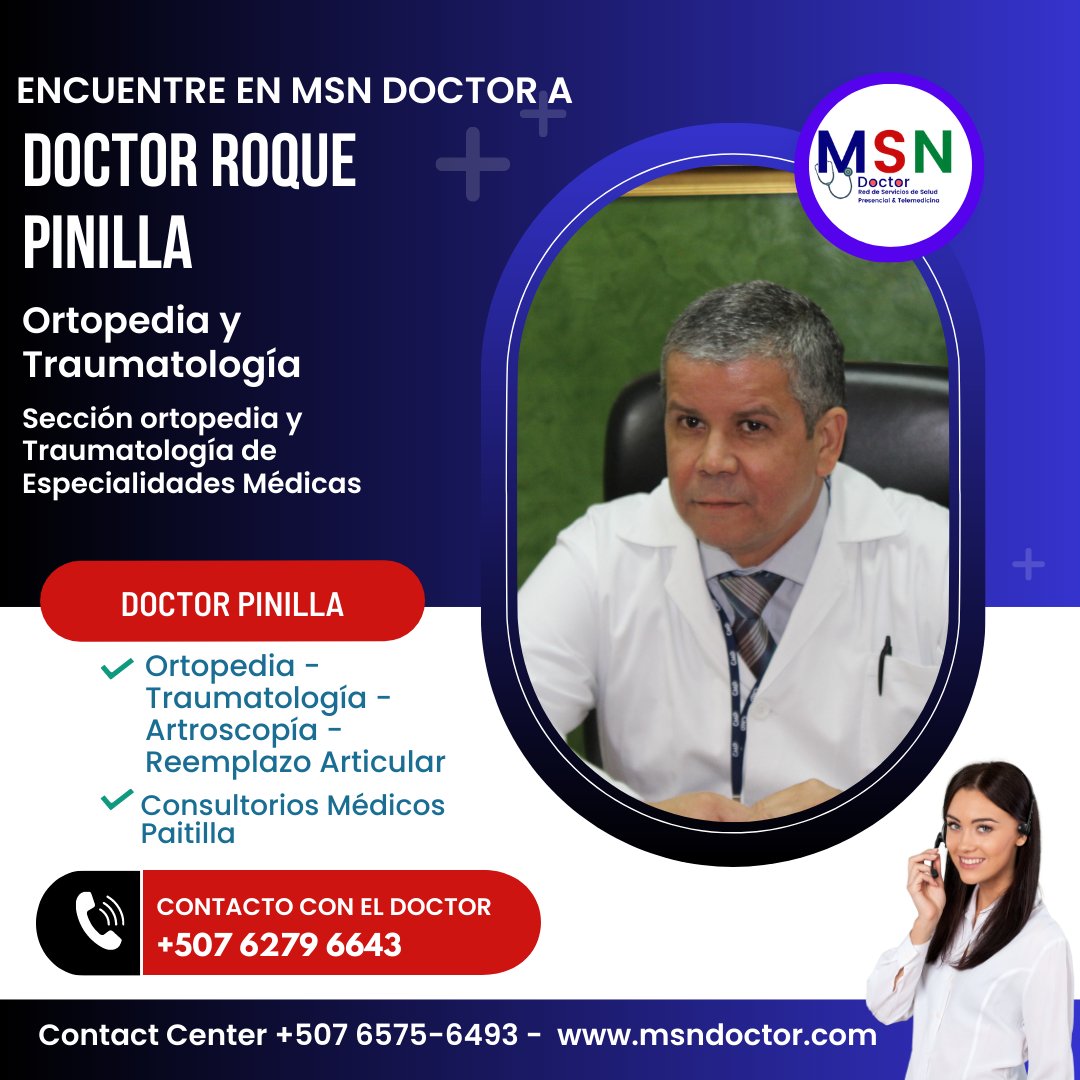 El Dr. Roque Pinilla, ortopeda y traumatólogo, es especialista en artroscopía y reemplazos articulares. ⭐️⭐️⭐️⭐️⭐️ por 130 pacientes. Agenda tu cita aquí msndoctor.com/doctor-roque-p…
📞 +507 6575-6493
#msndoctor #telemedicina #turismomedico
