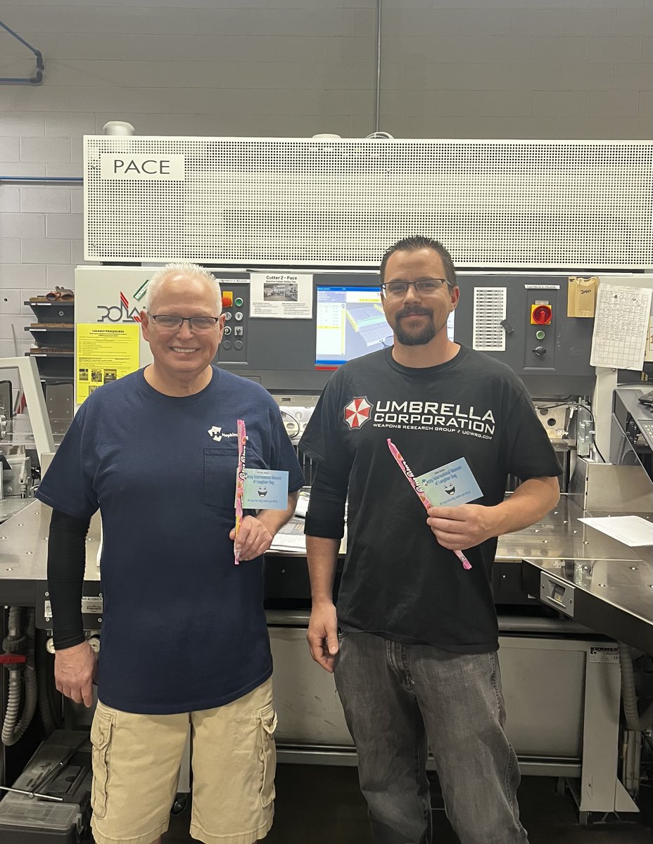 HopkinsPrinting's tweet image. A little laughter goes a long way! Today we celebrated International Moment of Laughter day by sharing Laffy Taffy with our team, along with fun facts about how laughter can boost mood, reduce stress, and support overall health.

#HopkinsPrinting #Laughter