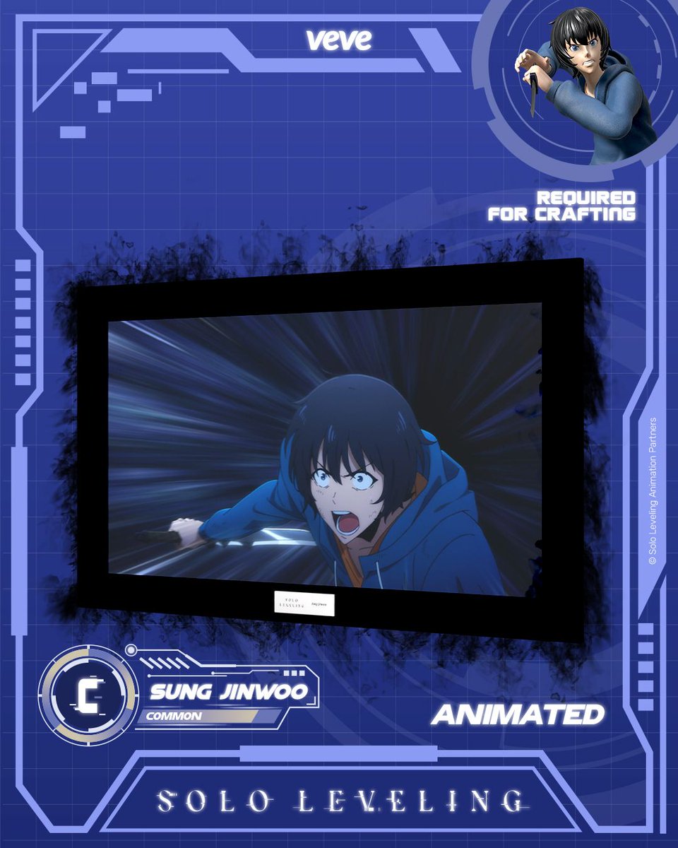The first Solo Leveling character arrives on VeVe.

Sung Jinwoo debuts in three editions, in blind box format, with an exceptionally scarce 58 Special Editions. 

Each edition unlocks a free animated craftable frame.

This is where the rise begins.