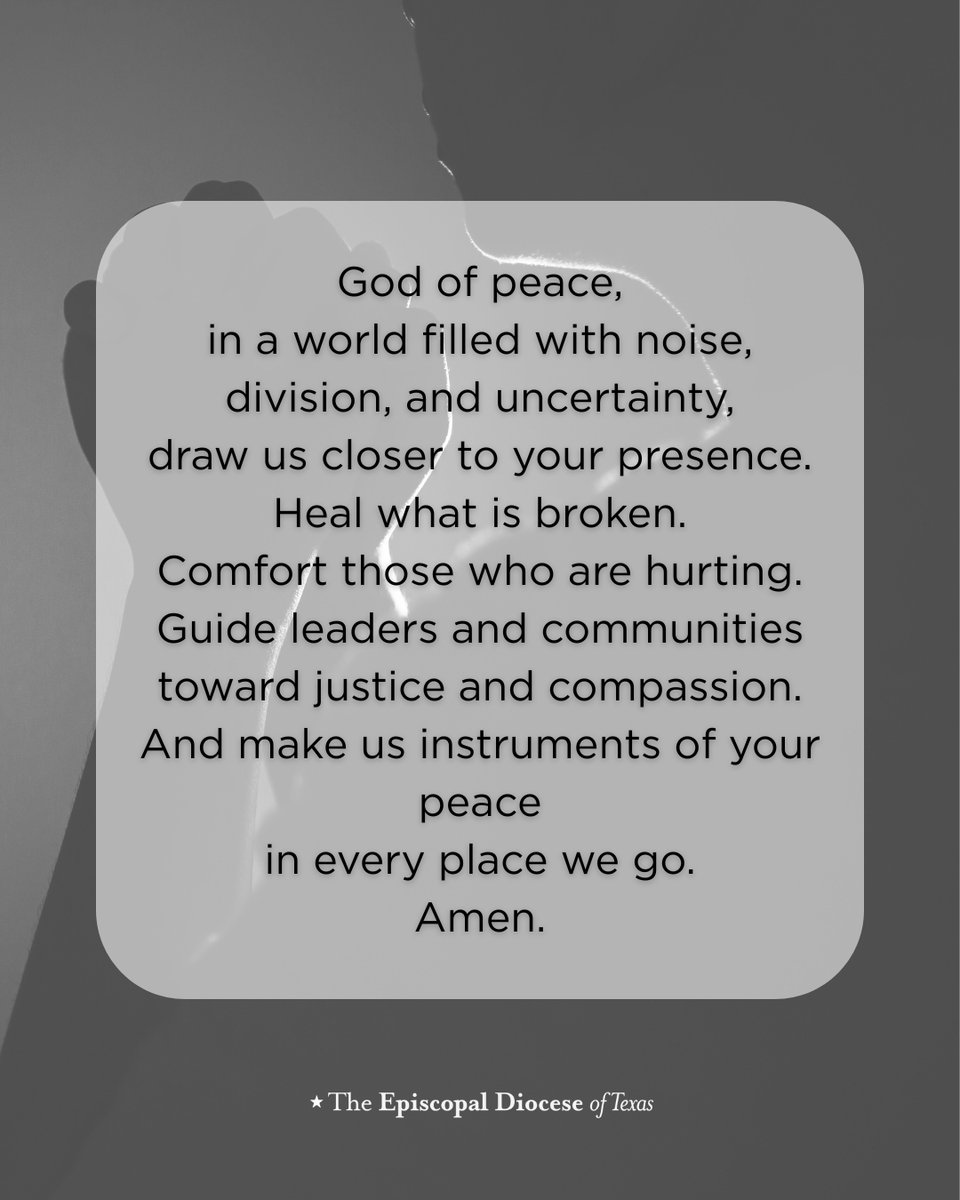 TexasDiocese's tweet image. A moment to pause. 🙏

In the middle of everything happening around us, we choose to pray, trust, and seek peace not only in the world, but through the way we live each day.

Amen. 🤍

#EDOT #PrayForPeace #FaithInAction #Peace