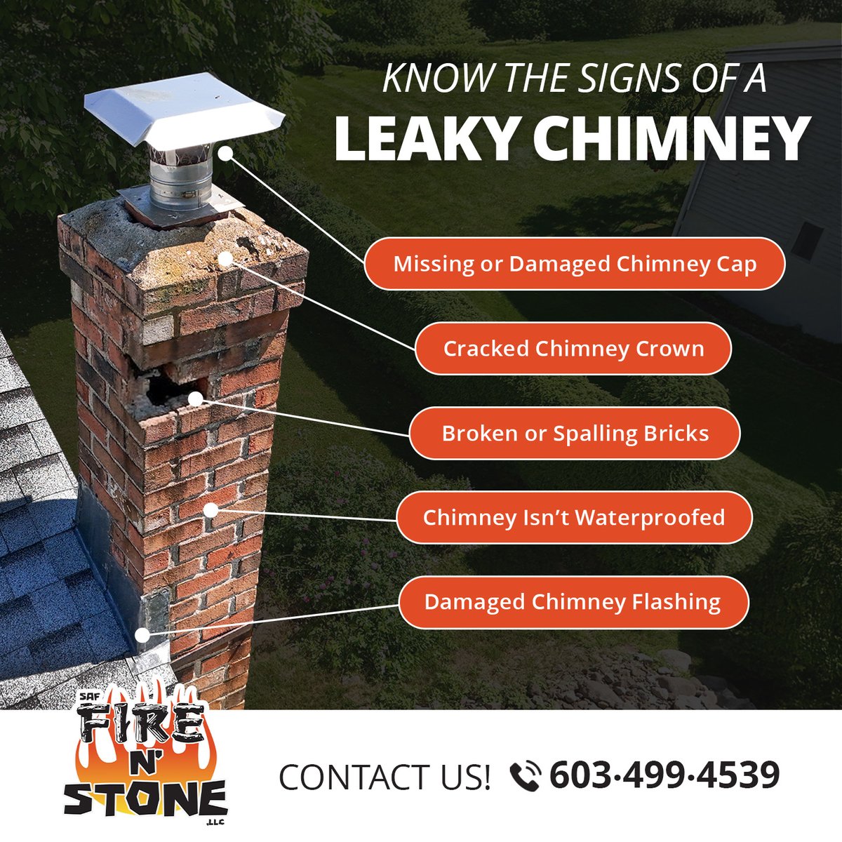 FireNStone's tweet photo. Stormy days are here! A professional chimney leak service helps keep moisture out so you can enjoy a warm, comfortable fire without worrying about water getting in
Don’t wait for water damage, schedule your chimney inspection today!
(603)-499-4539
https://t.co/IiZooH7r8w https://t.co/kpoCdd059T