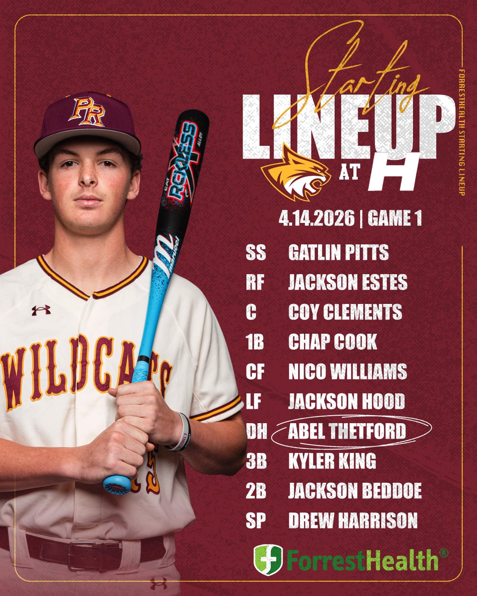 PRCCAthletics's tweet image. We're underway at Hinds! Take a look at No. 1 @PRCC_Baseball's starting lineup against the Eagles!

#RRR🐾