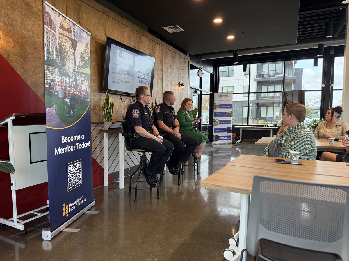 IMPD_Chief's tweet photo. Thank you to @IndyDT for wonderful coffee chat this morning. 

It was a great conversation about the importance of all of us working together to keep our downtown safe, welcoming, and thriving. https://t.co/c3FP2VaIfu