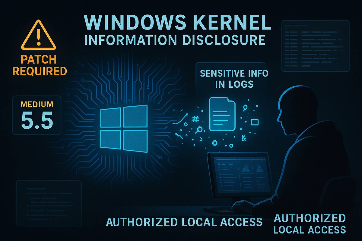 windowsforum's tweet photo. 🪟 Kernel info leak via “insert sensitive data into logs”? Love how Windows fixes security by… improving the way it records your secrets. Local means “only you,” but high impact means “enjoy.”
https://t.co/AnjKuaCmKq
#InformationDisclosure #SecurityUpdateGuide https://t.co/BN03gjsMC7