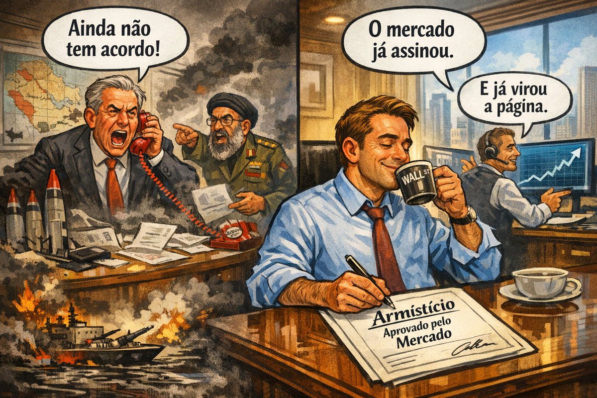 ACERTAR NA MOSCA : A guerra acabou? #S&amp;P 500 acertarnamosca.blogspot.com/2026/04/a-guer… 👉 Tem gente esperando cessar-fogo.
Tem gente esperando negociação.
E tem o mercado…
que já assinou o armistício e foi embora.
#SP500
