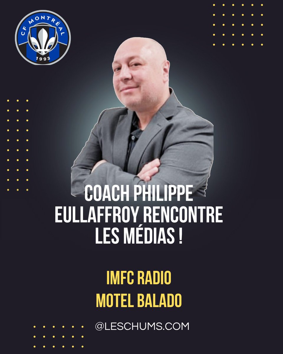 #CFMTL Coach Eullaffroy rencontre les médias !

- POINT DE PRESSE COMPLET Q/R  

- Réactions à chaud  

- <a href="/InterMiamiCF/">Inter Miami CF</a> nouvel entraîneur

- <a href="/fcsupraquebec/">FC Supra Québec</a> les billets s'envolent

- Partagez si vous aimez le contenu !  

youtu.be/2dpsKLL9eic 

open.spotify.com/episode/5hFGhF…