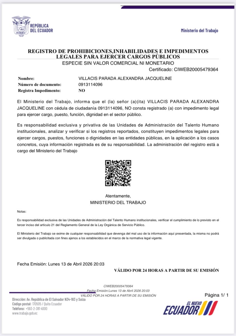 Alexandra Villacís Parada tweet media