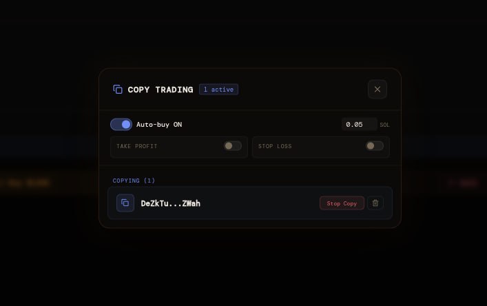 LensProjectSOL's tweet photo. Lens Terminal - Copy Trading, Smart Alerts & Desktop Notifications (coming soon) 

We've been building. Here's what's new:

Copy Trading:

You can auto-copy trades from any wallet you track. Hit the Copy button on any alert card, set your buy amount and TP/SL in the Copy Trading panel, and Lens handles the rest. When that wallet buys, you buy.

 When your position hits take-profit or stop-loss - auto-sold. No babysitting.

- Per-wallet copy toggle - track some, copy some

- Configurable buy amount, TP %, SL %, partial sells

- 24h dedup so you don't double-buy the same token

- Full transaction history with COPY/TP/SL tags
Alert System

- Every tracked wallet is scanned in real-time. 

- Alerts are scored HIGH/MED/LOW based on liquidity, entry MC, buy size, and wallet behaviour. Convergence detection flags when multiple tracked wallets buy the same token within 10 minutes.

Desktop Notifications + Sound:

New alerts now push desktop notifications with sound. Toggle both from the notification bell in the header. Works in the background so you don't miss a signal.

Token Images + Real PnL:

Position cards now show token images from SolanaTracker. PnL is pulled from SolanaTracker's API - real realized/unrealized, not just price estimates. Display in USD, SOL, or %.

Transaction History:

Every trade (manual, copy, TP, SL) is logged with full details - token, amount, MC at time of trade, signature, SolScan link. Filter by type to see exactly what your copy trader has been doing.

All of this is in deep testing currently. More info coming soon. 🎯