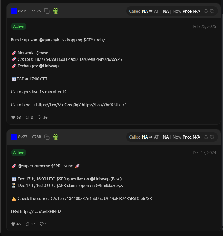 WhiteSquareSol's tweet photo. Dungeonclaw is made by the team from @Trailblazexyz
It's a onchain dungeon game powered by x402

They were behind 2 coins that went to 20mil+
$GTY (G-Agents) and $SPR (SuperMeme)

pretty undervalued imo think this can go high
0xb7965a38552e0f7d5b728bad1ef2817ca7ae0b68 https://t.co/XqCSOz1EGE