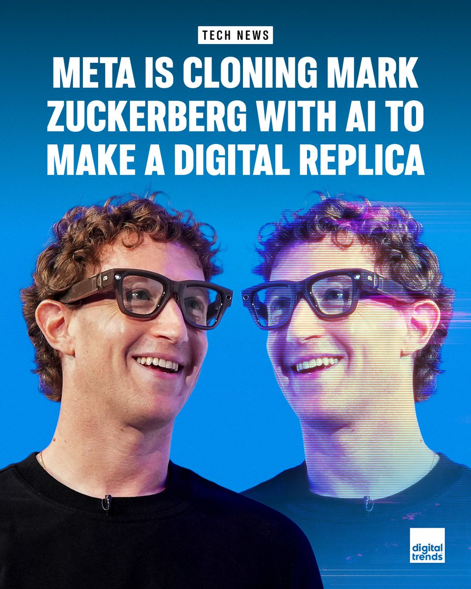 DigitalTrends's tweet image. Meta is reportedly developing an AI trained on Mark Zuckerberg’s tone and decision-making to offer guidance to employees when he’s unavailable.

#artificialintelligence #ai #technology #technews
