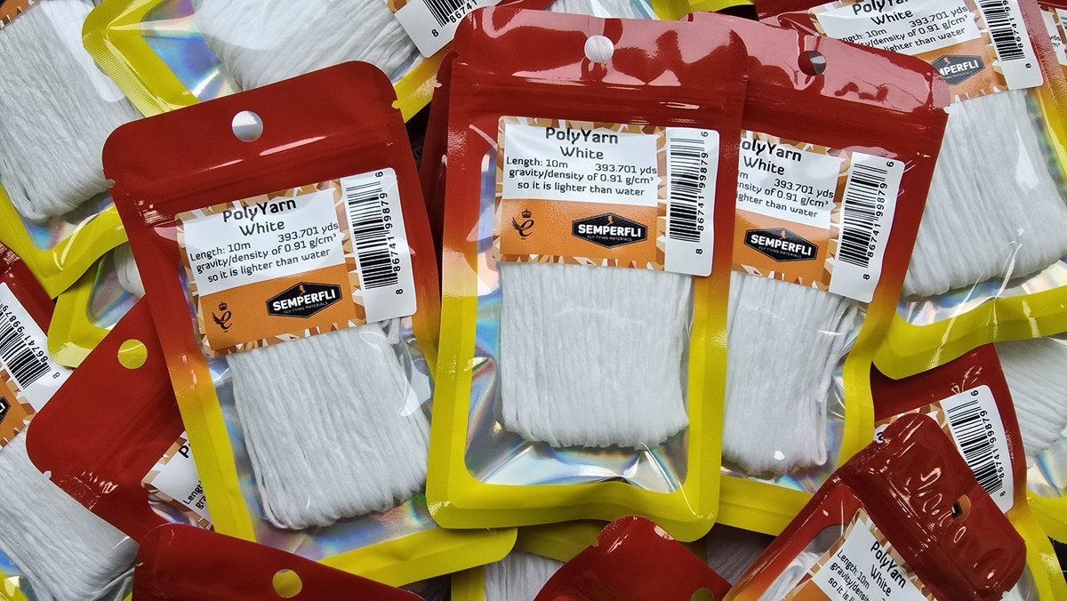 semperfli's tweet image. Polyyarn is ideal for bodies, parachute posts, indicators and even as a dubbing. Poly-Yarn Yellow has a specific gravity/density of 0.91 so is lighter than water. This means you can rely on this material for your flies completely being buoyant.
👉 semperfli.net/CPYN00023.html