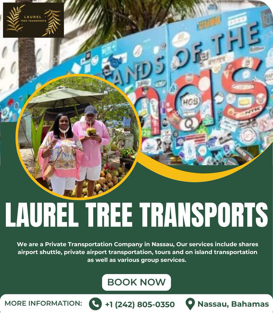 laureltree12's tweet image. With Laurel Tree Transport, your rides are sorted — on time, clean, and consistent. From short trips to full-day movement, everything is handled so your day goes exactly how you planned it.

Contact Us:
Phone: +1 (242) 805‑0350
Email: daphnie-joseph@live.com
#NassauTravel #Island