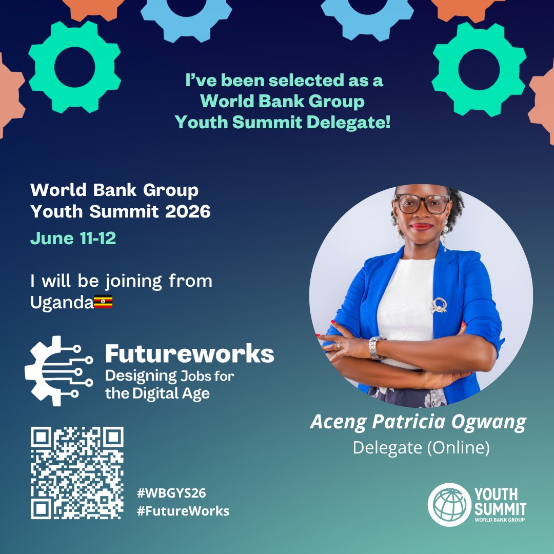 Patricia_Aceng's tweet photo. I am  honored to be part of the World Bank Group Youth Summit 2026 as both an Online Delegate and Speaker

The Summit will take place on June 11–12, 2026, in a hybrid format bringing together participants virtually and in person at the World Bank Headquarter 
#WBGYouthSummit2026 https://t.co/BGmFiwed6x