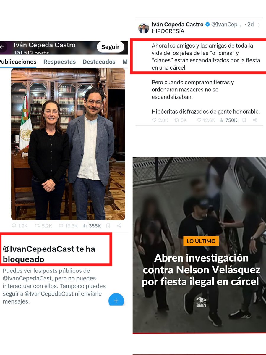 No importa que Iván Cepeda -<a href="/IvanCepedaCast/">Iván Cepeda Castro</a> - me tenga bloqueado. Sus influencias con las FARC, corrupción y violaciones de DD HH de Nicolás Maduro, no van a callarnos. Colombia merece otro gobierno, distinto a la bazofia política de Petro <a href="/petrogustavo/">Gustavo Petro</a> ¡Vamos con Paloma!
