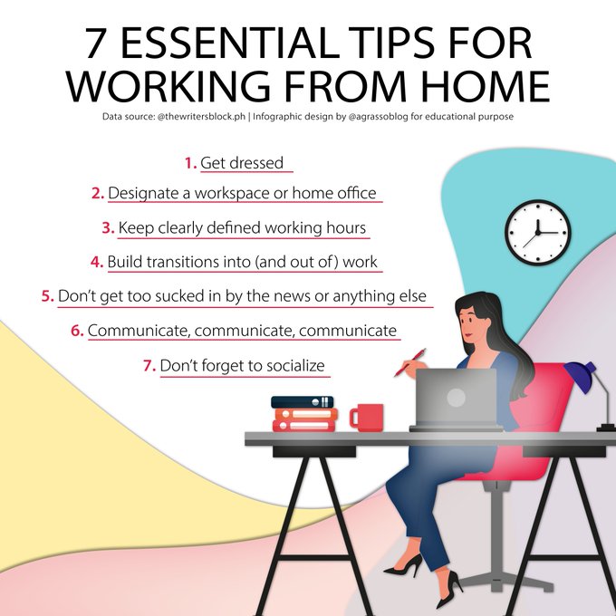TheDigitalLand1's tweet image. Since we need to get used to working from home, here are 7 tips to live this new normal in a more enjoyable way!

Infographic rt @lindagrass0 #SmartWorking #Business #WorkLifeBalance