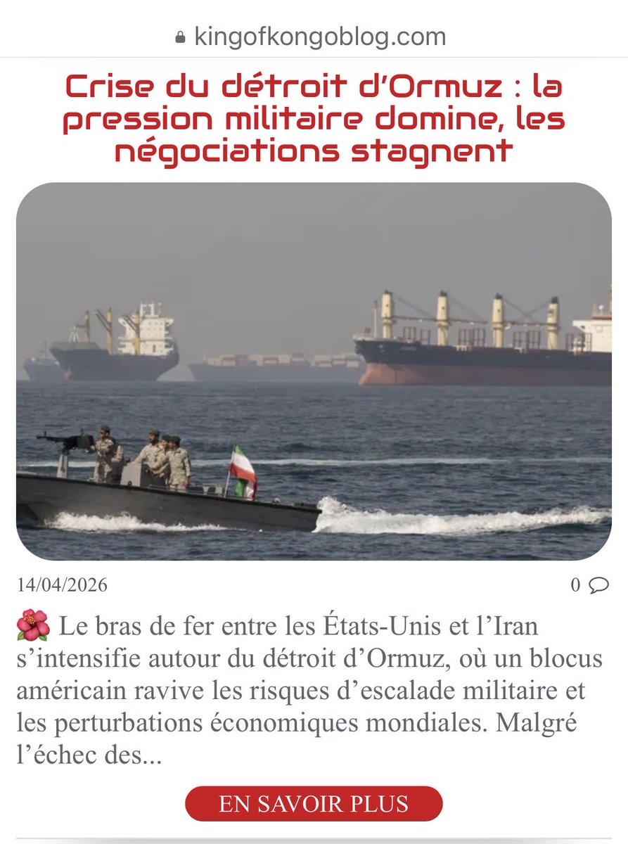 thekingofkongo's tweet photo. Crise du détroit d’Ormuz : la pression militaire domine, les négociations stagnent https://t.co/uumMKAoled #INFO #CRIME via @@thekingofkongo https://t.co/vCHQaO1uTz