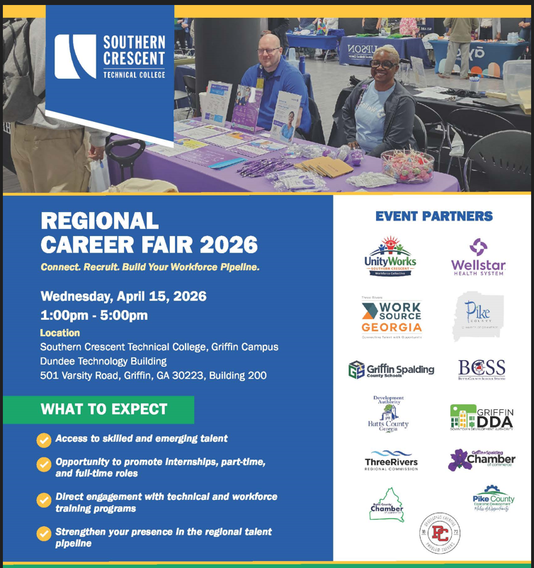 AZKStrong's tweet photo. Join us at the UnityWorks Job Fair on April 15 | 1–5 PM at Southern Crescent Technical College. Employers will be on-site and ready to hire—bring your resume and be ready to make a connection. 160 businesses. One goal: connect talent to opportunity. 
@GriffinSpalding https://t.co/Ig9U0nOP5V