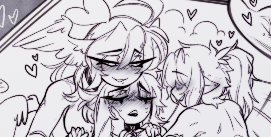 Doodle suggestion win 2- fem!MC x Milla x Angel🤍💜🩷
#Br0kenColors #originalcharacter #digitalart #nsfw