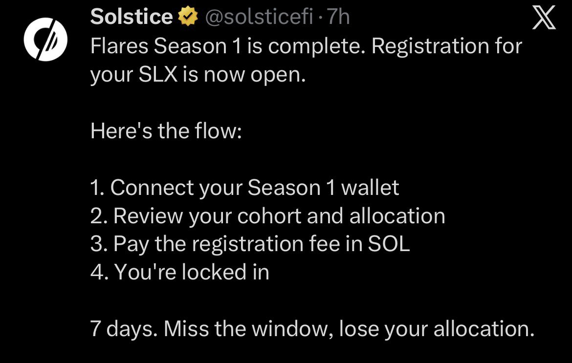 nixks_sol's tweet image. if you farmed solstice, registration for the tge airdrop is live

it costs 0.075 SOL to register and over 1M wallets are eligible

is the fee worth it to you?