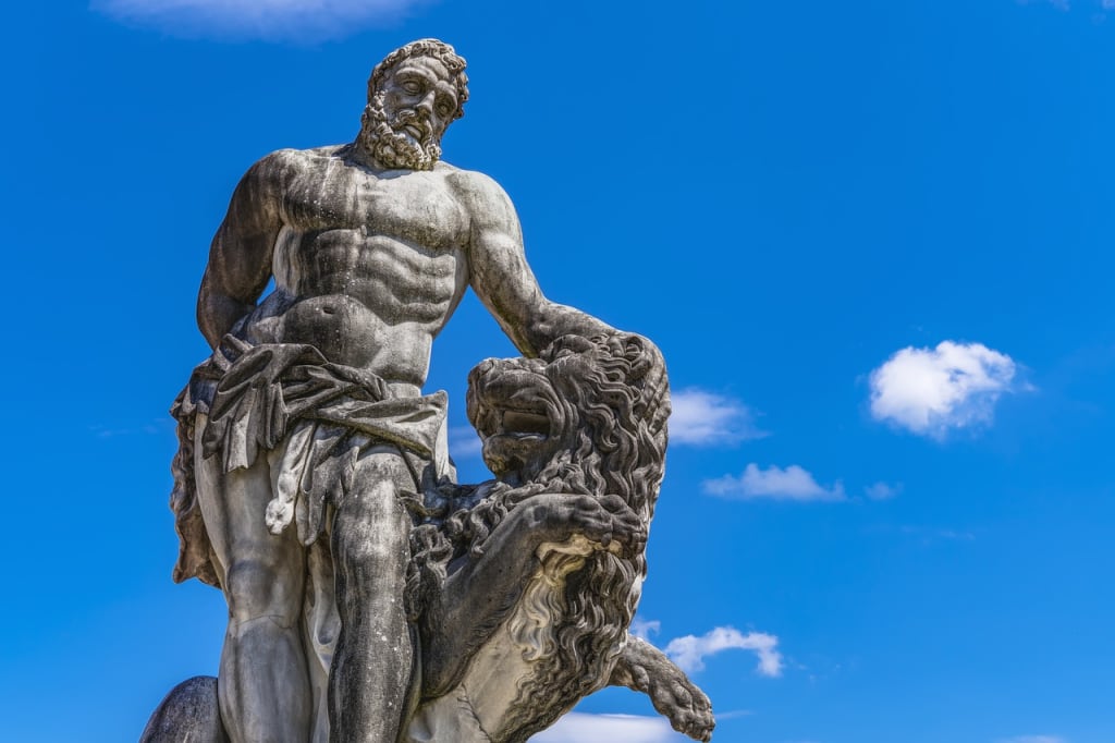 GreekMythsMuse's tweet photo. The first labour of Hercules was to kill the Nemean lion.

Hercules went in search of the lion equipped with a bow and arrows, and his club. Unbeknown to him, the lion's hide was made of impenetrable golden fur. https://t.co/AqcOCX3qyk