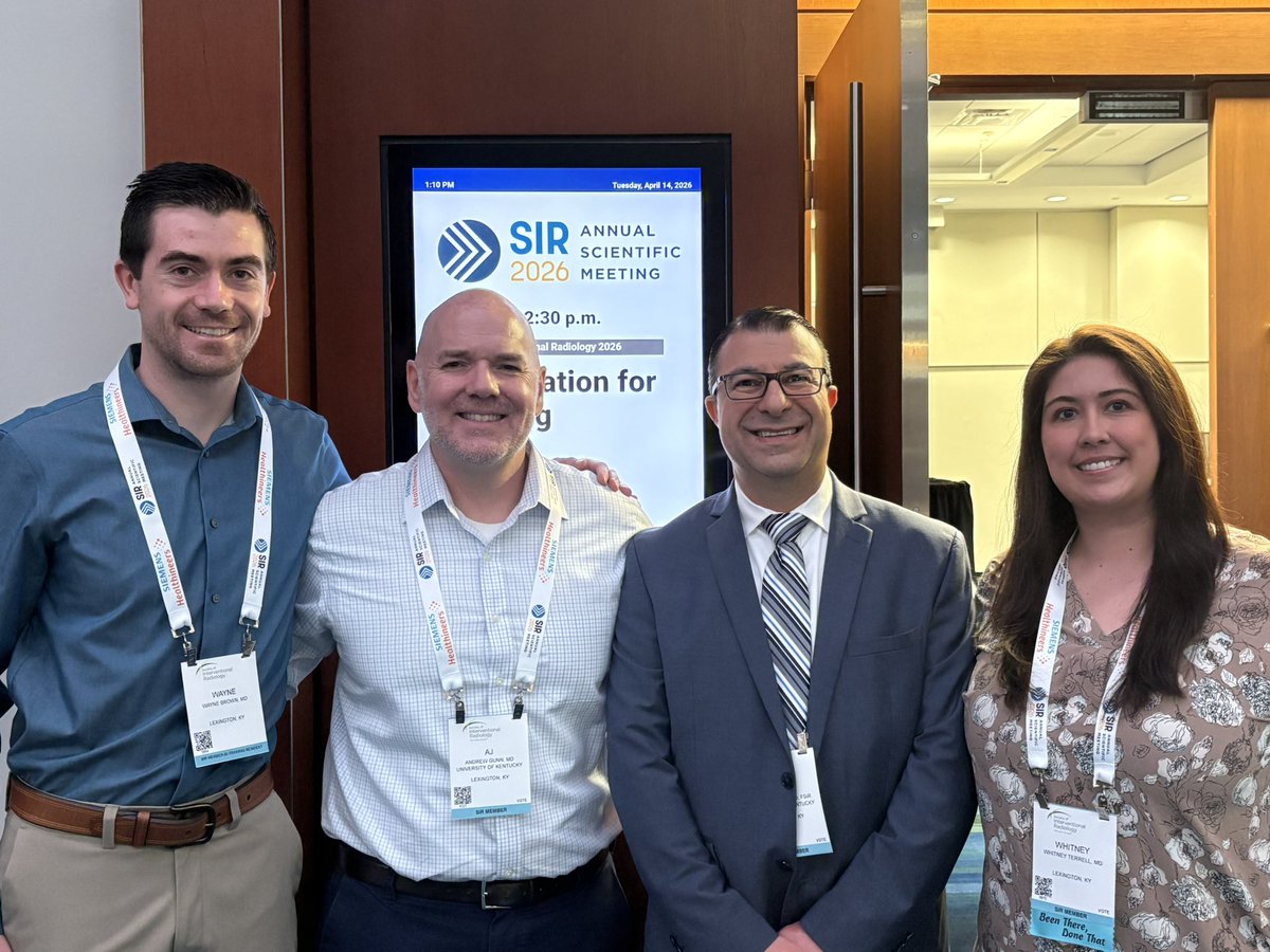 ajgunnmd's tweet photo. Finished out #SIR26TOR strong this afternoon moderating &amp; speaking at a session on embolization with my @UKYRadiology partner, @GabGabrielMD. 

Great to see the @UKY_IR &amp; @UKy_RAD_RES team attending the meeting there to support us! https://t.co/7VulWbeCOD