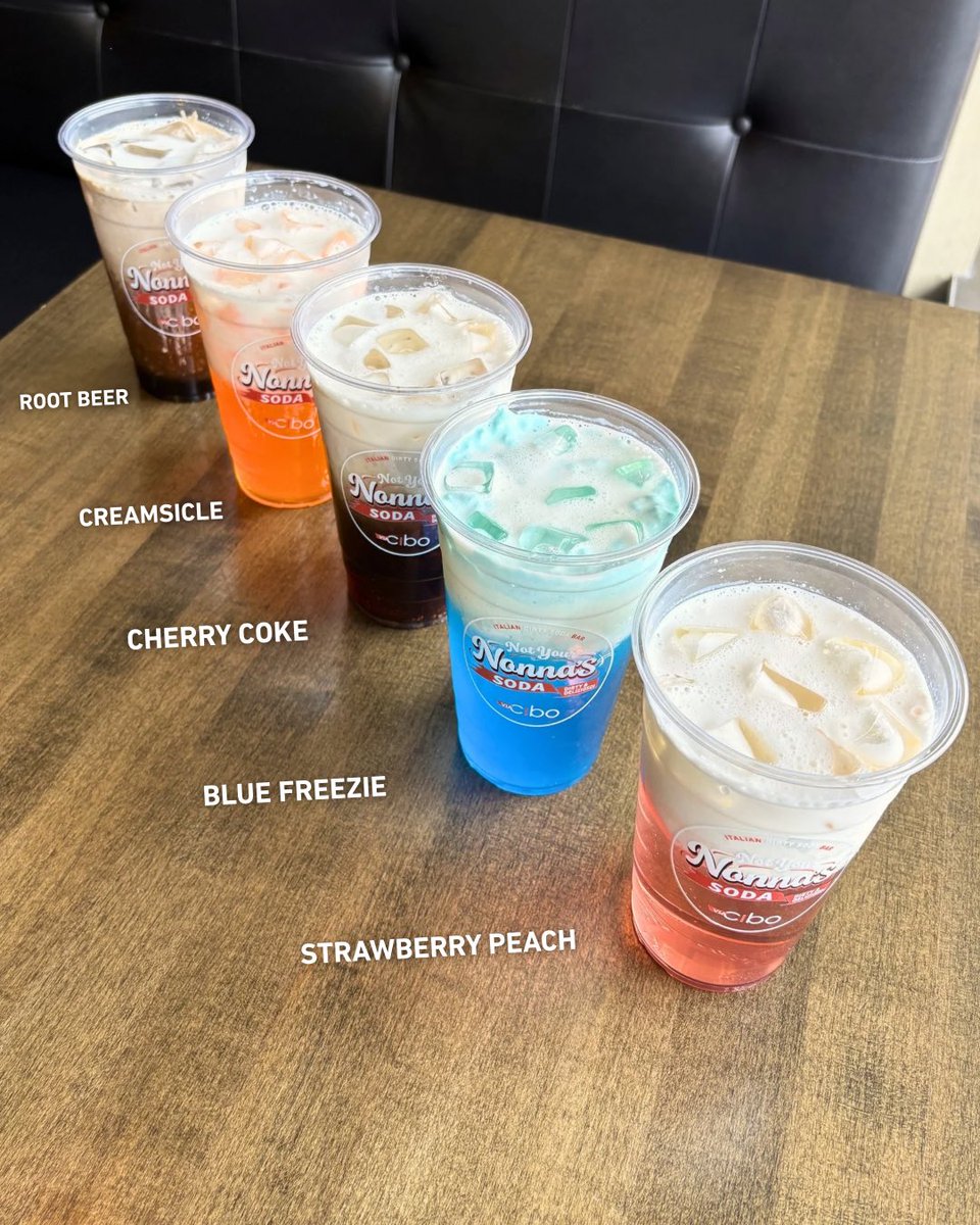 Via_Cibo's tweet photo. Italian dirty sodas are almost here 🥤

Cherry Coke, Root Beer Float, Creamsicle, Blue Freezie, Strawberry Peach: fizzy, creamy, and made for warm days. 

Pick your flavour and sip into something sweet ✨

$HBFG #viacibo https://t.co/RiJAKYlMtM